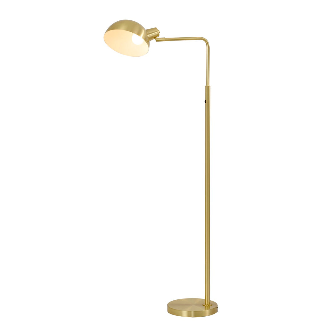 1-Light Satin Brass Metal Floor Lamp With A Metal Shade by Bethel