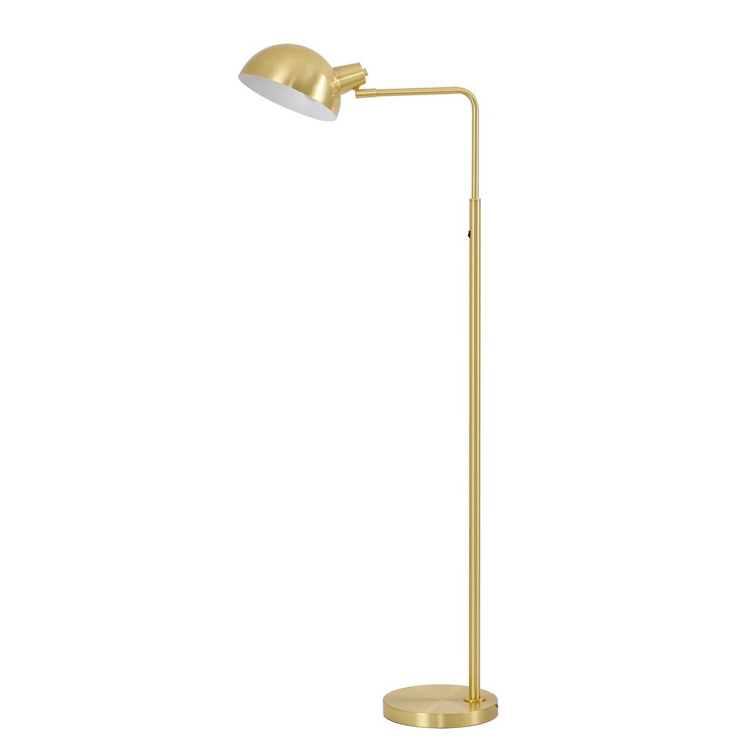 1-Light Satin Brass Metal Floor Lamp With A Metal Shade