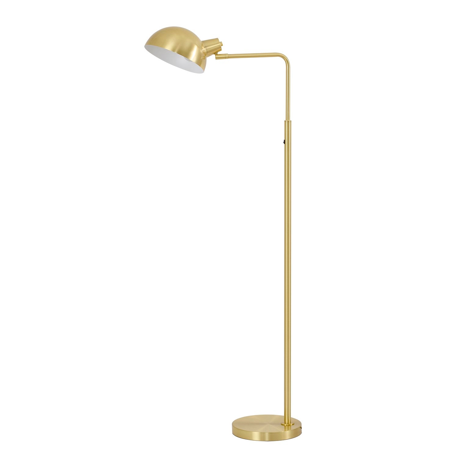 1-Light Satin Brass Metal Floor Lamp With A Metal Shade