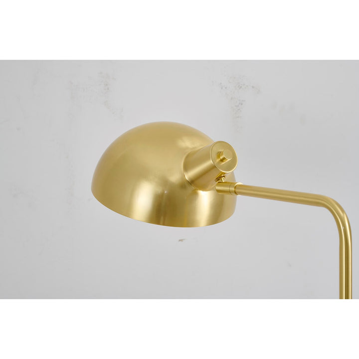 1-Light Satin Brass Metal Floor Lamp With A Metal Shade