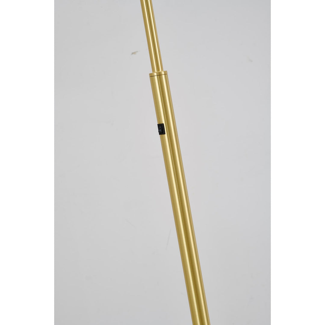 1-Light Satin Brass Metal Floor Lamp With A Metal Shade