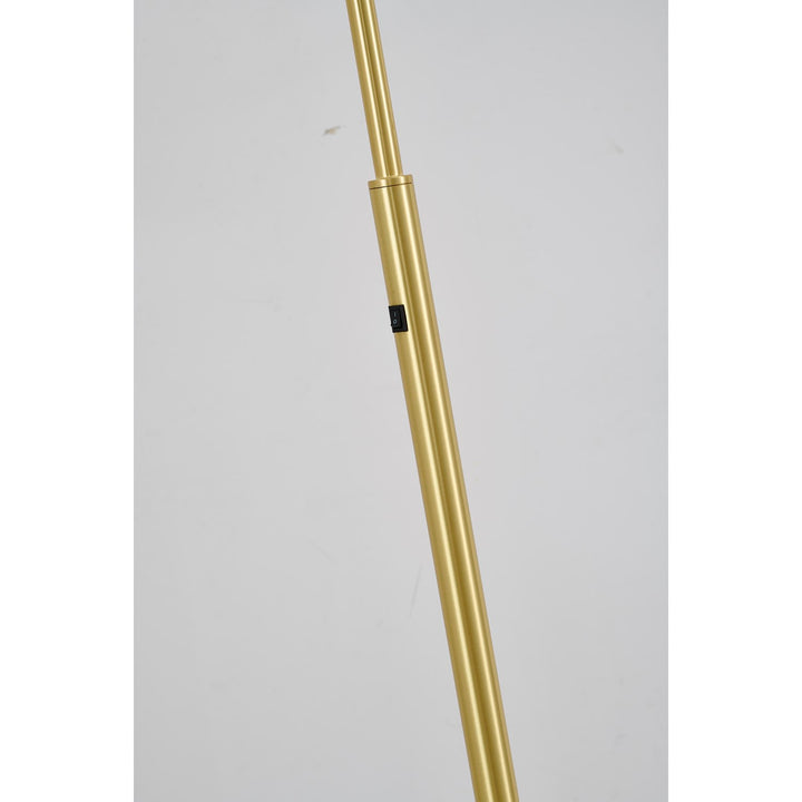 1-Light Satin Brass Metal Floor Lamp With A Metal Shade