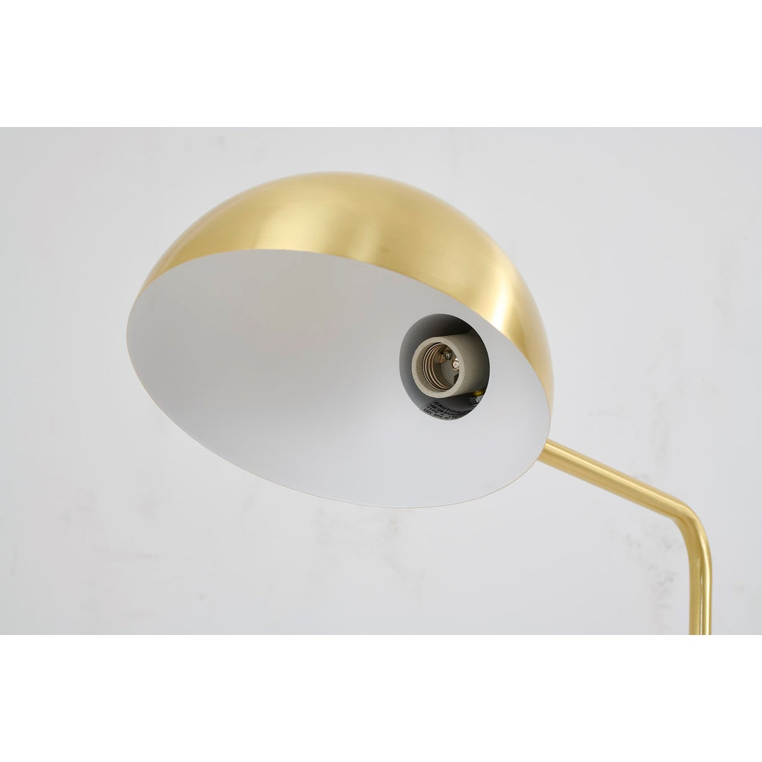 1-Light Satin Brass Metal Floor Lamp With A Metal Shade
