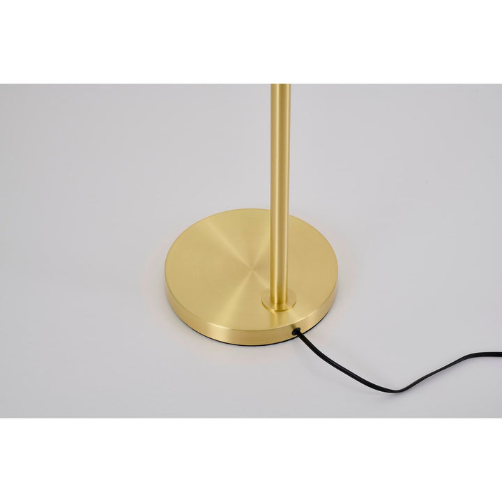 1-Light Satin Brass Metal Floor Lamp With A Metal Shade