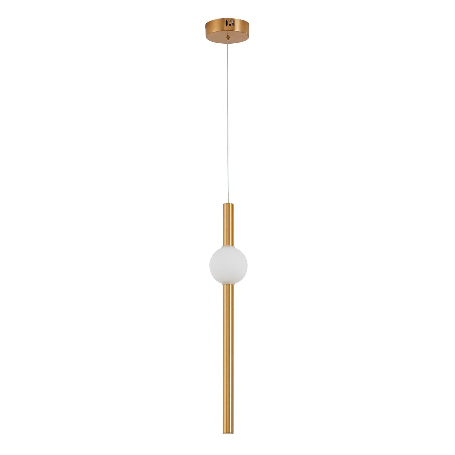 1-Light Gold Led Pendant With A White Glass Shade by Bethel