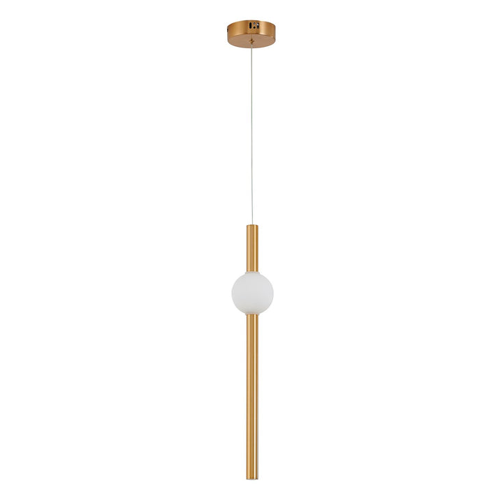 1-Light Gold Led Pendant With A White Glass Shade by Bethel