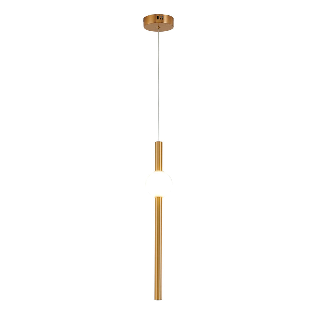 1-Light Gold Led Pendant With A White Glass Shade