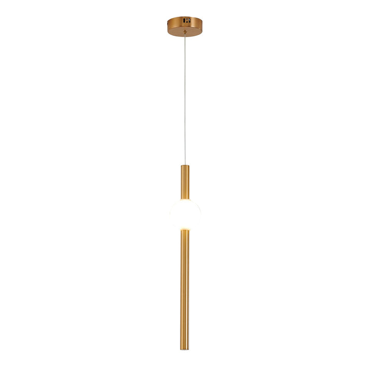 1-Light Gold Led Pendant With A White Glass Shade