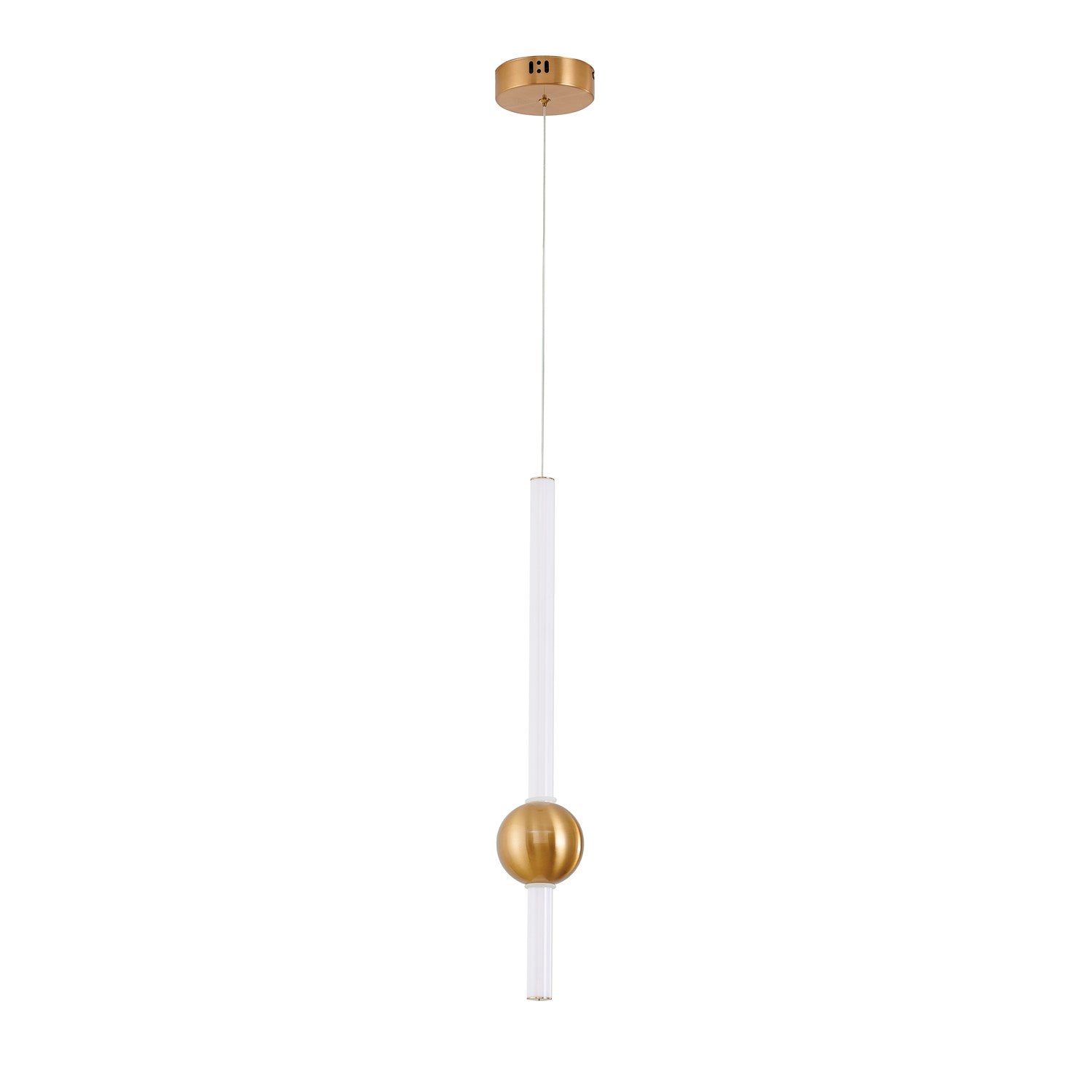 1-Light Gold Led Pendant With A White Glass Shade by Bethel