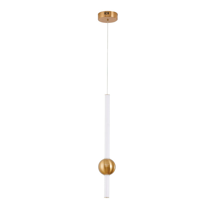 1-Light Gold Led Pendant With A White Glass Shade by Bethel