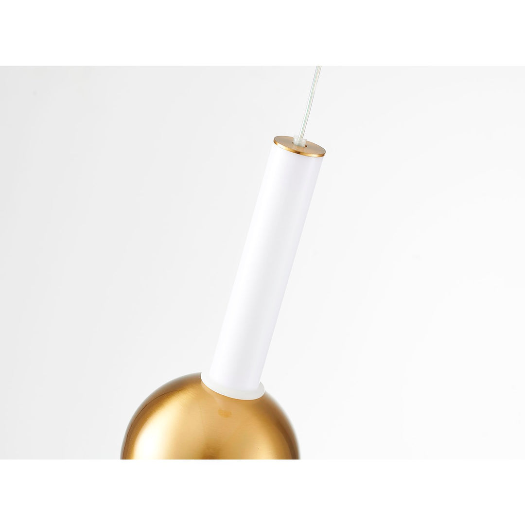 1-Light Gold Led Pendant With A White Glass Shade