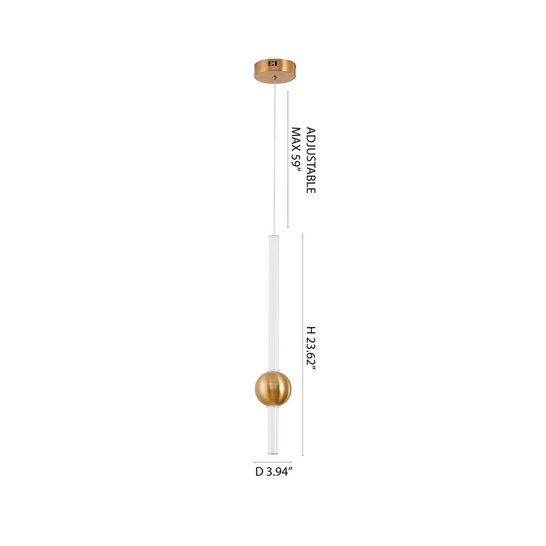 1-Light Gold Led Pendant With A White Glass Shade