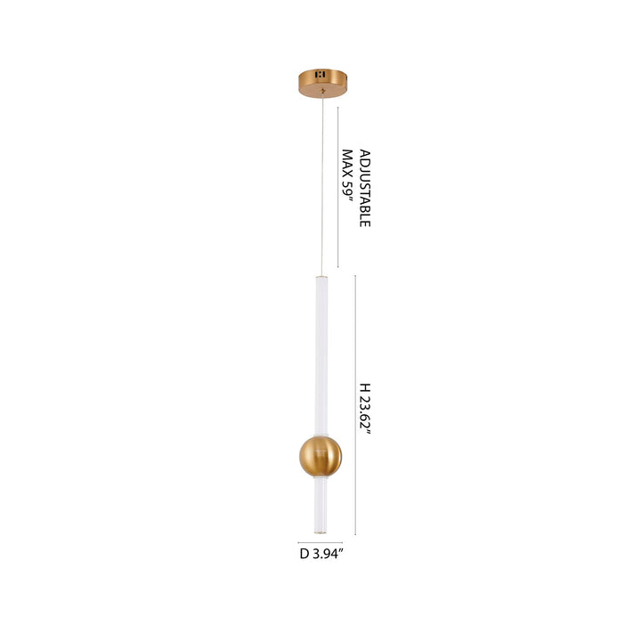 1-Light Gold Led Pendant With A White Glass Shade