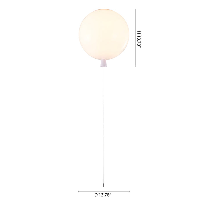 1-Light White Acrylic Semi Flush Mount In A Balloon Shape