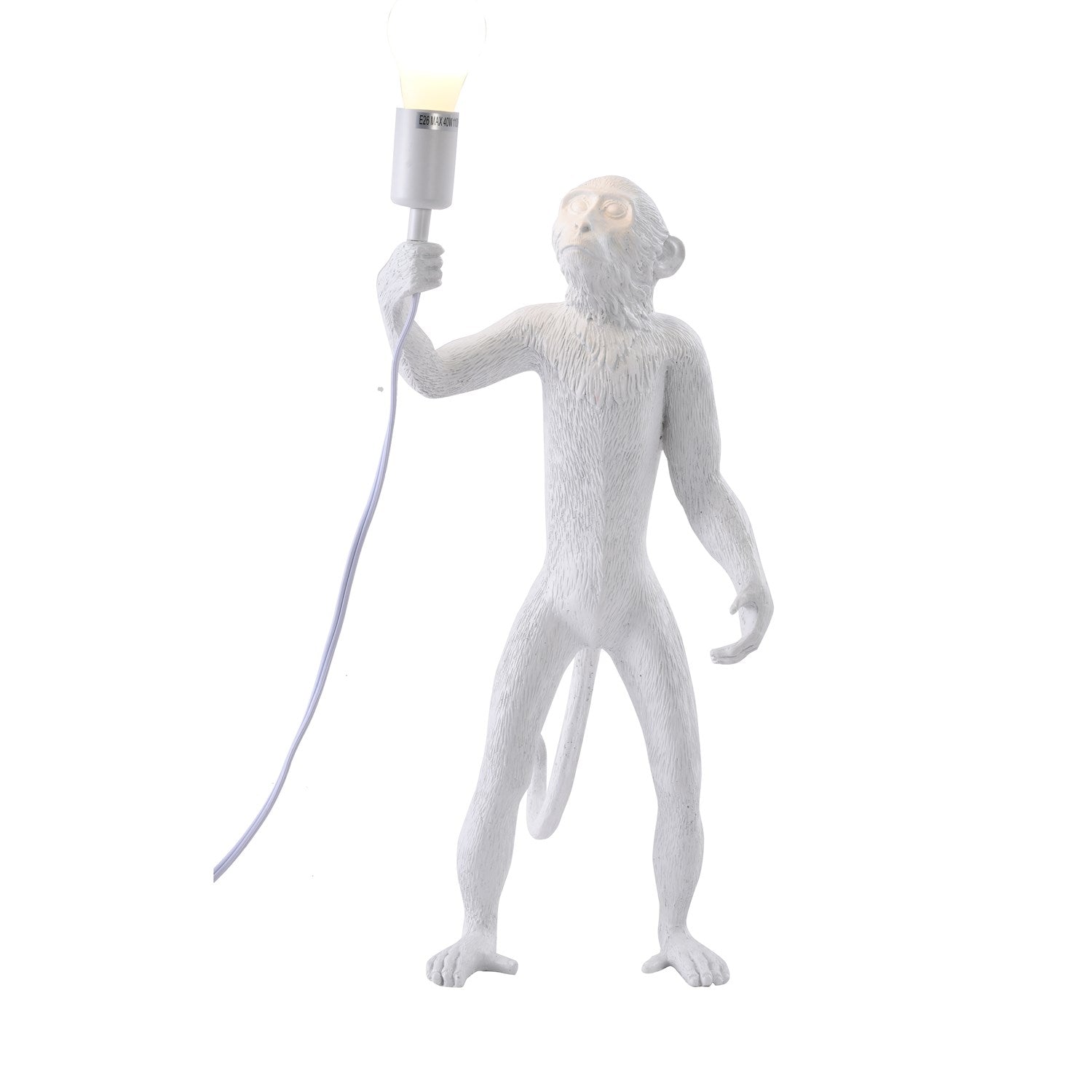 1-Light White Standing Resin Monkey Table Lamp by Bethel