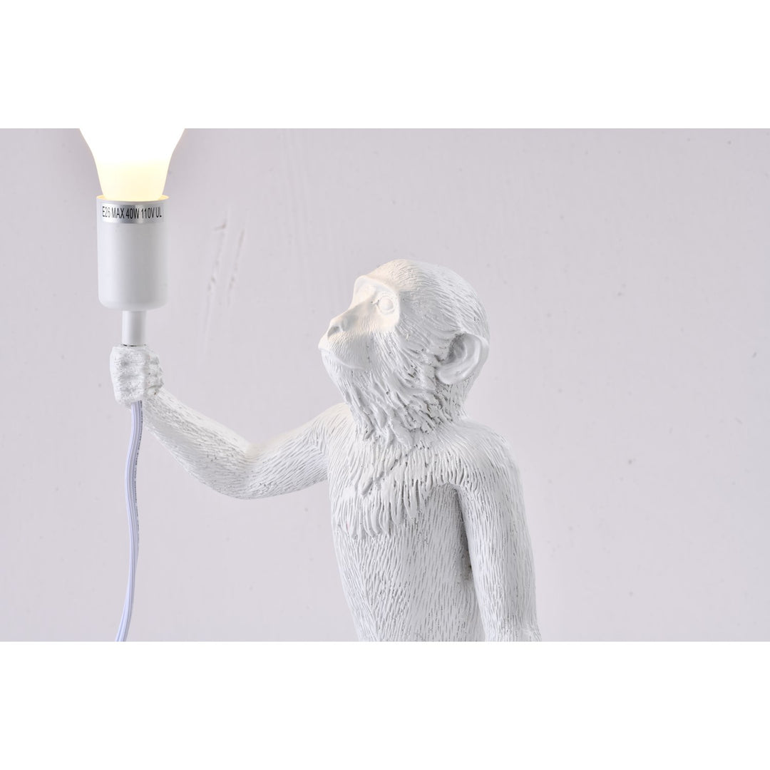1-Light White Standing Resin Monkey Table Lamp