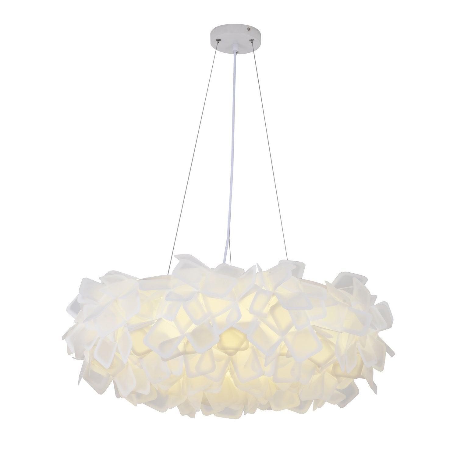 1-Light White Led Chandelier With A White Acrylic Shade by Bethel