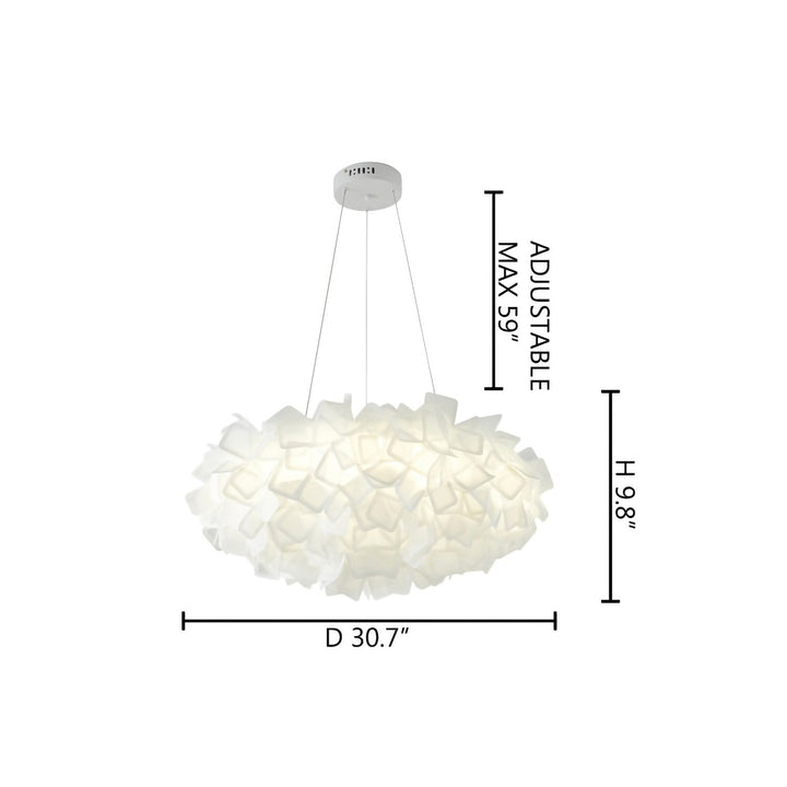 1-Light White Led Chandelier With A White Acrylic Shade