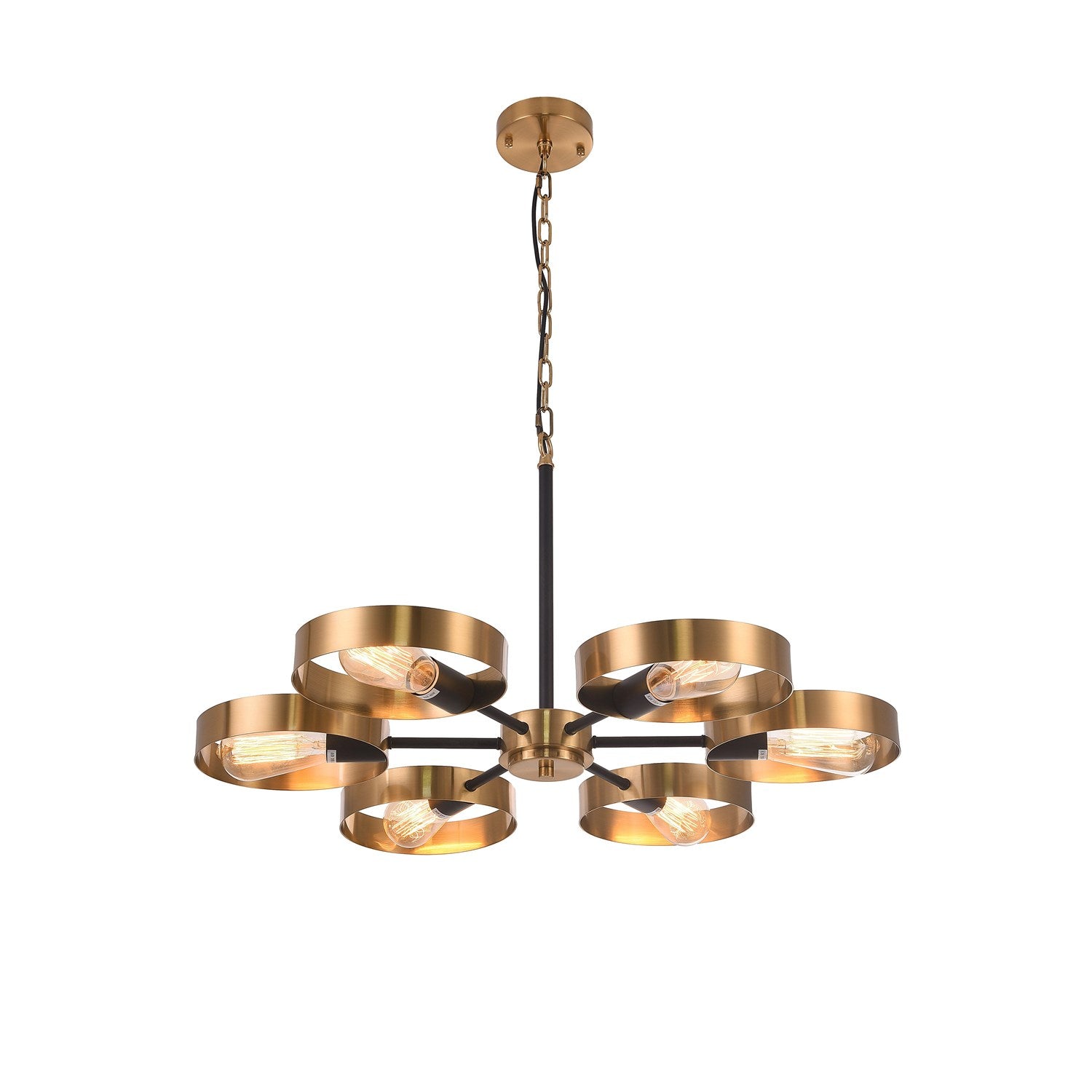 6-Light Black And Golden Bronze Accents Chandelier by Bethel