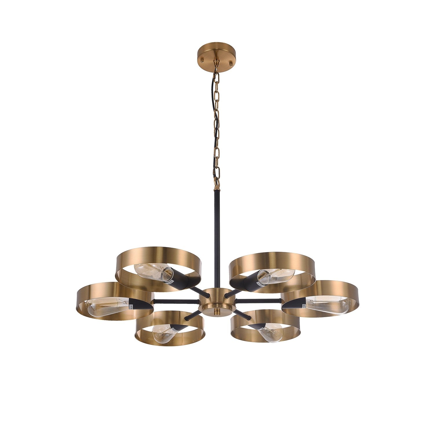 6-Light Black And Golden Bronze Accents Chandelier