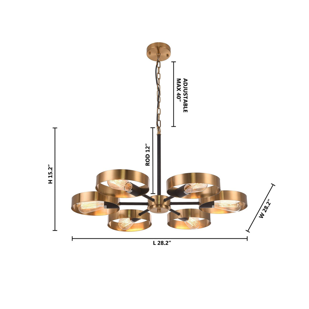 6-Light Black And Golden Bronze Accents Chandelier