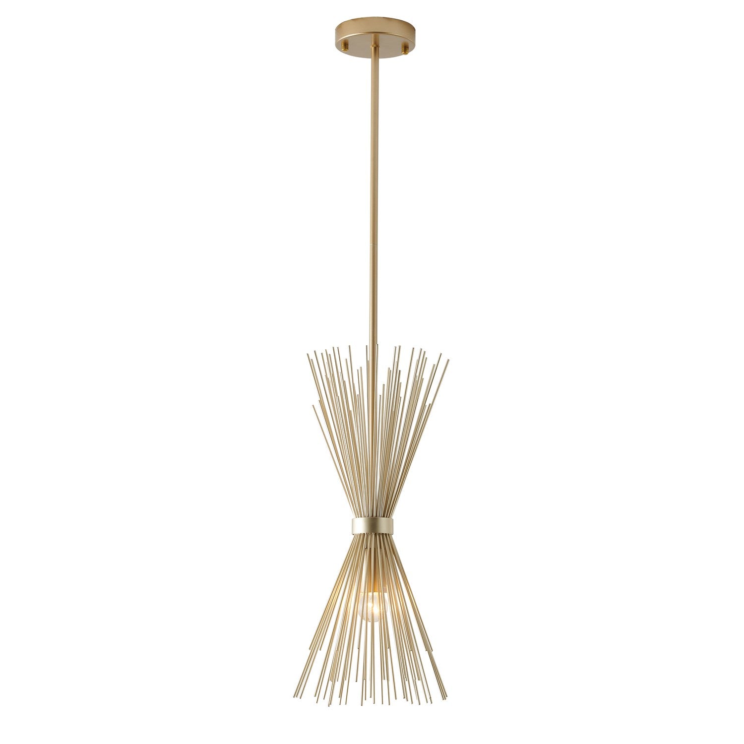 1-Light Gold Iron Pendant With A Spiked Cone Shade by Bethel