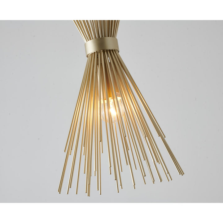 1-Light Gold Iron Pendant With A Spiked Cone Shade