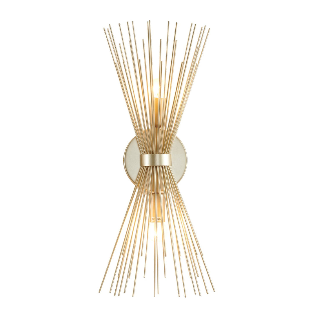 2-Light Gold Iron Spiked Cone Wall Sconce by Bethel