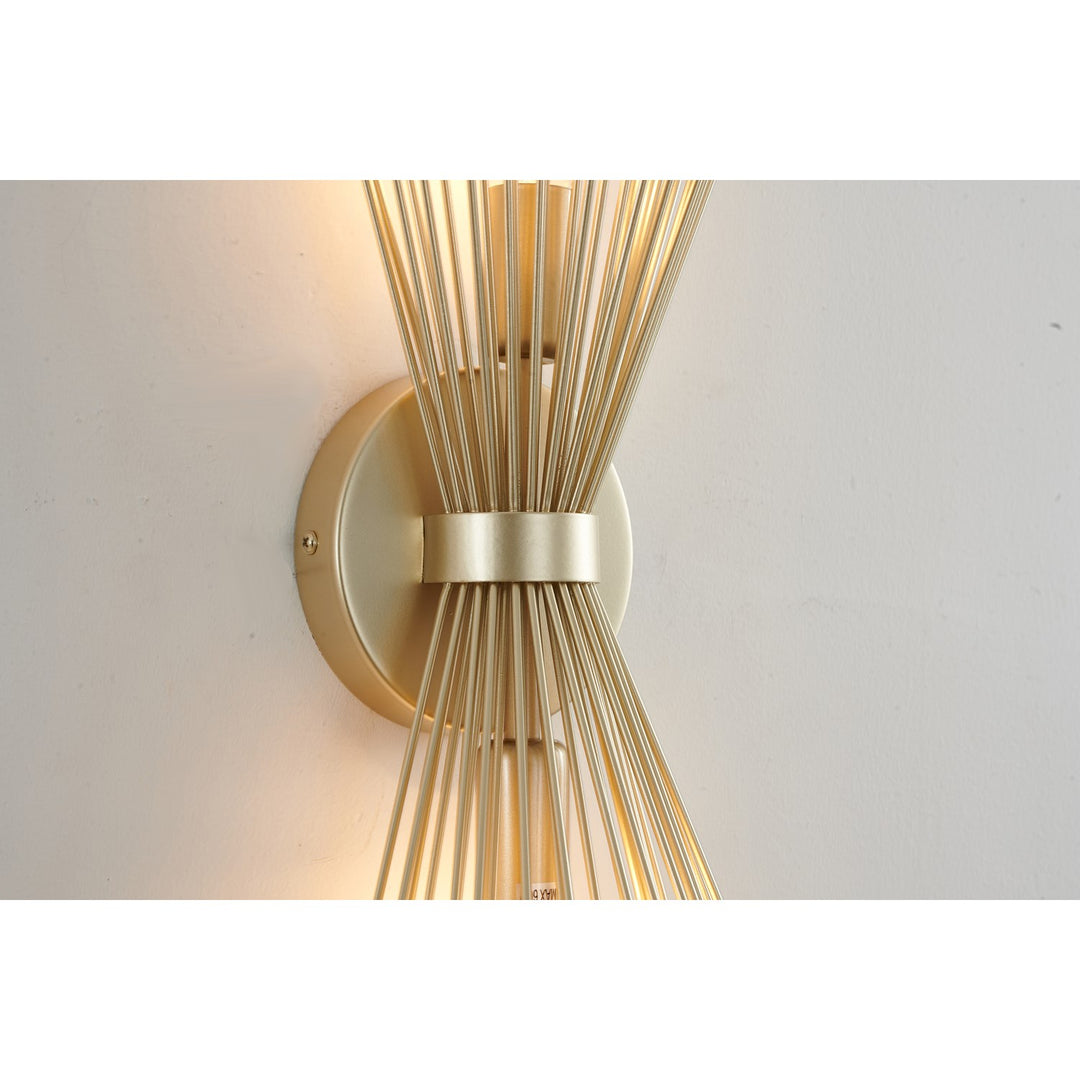 2-Light Gold Iron Spiked Cone Wall Sconce