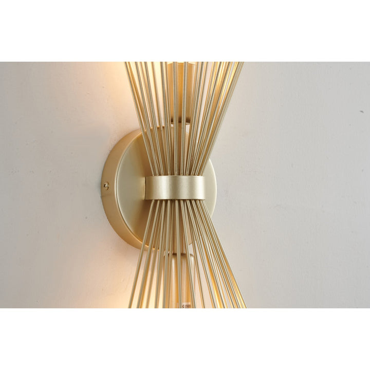 2-Light Gold Iron Spiked Cone Wall Sconce