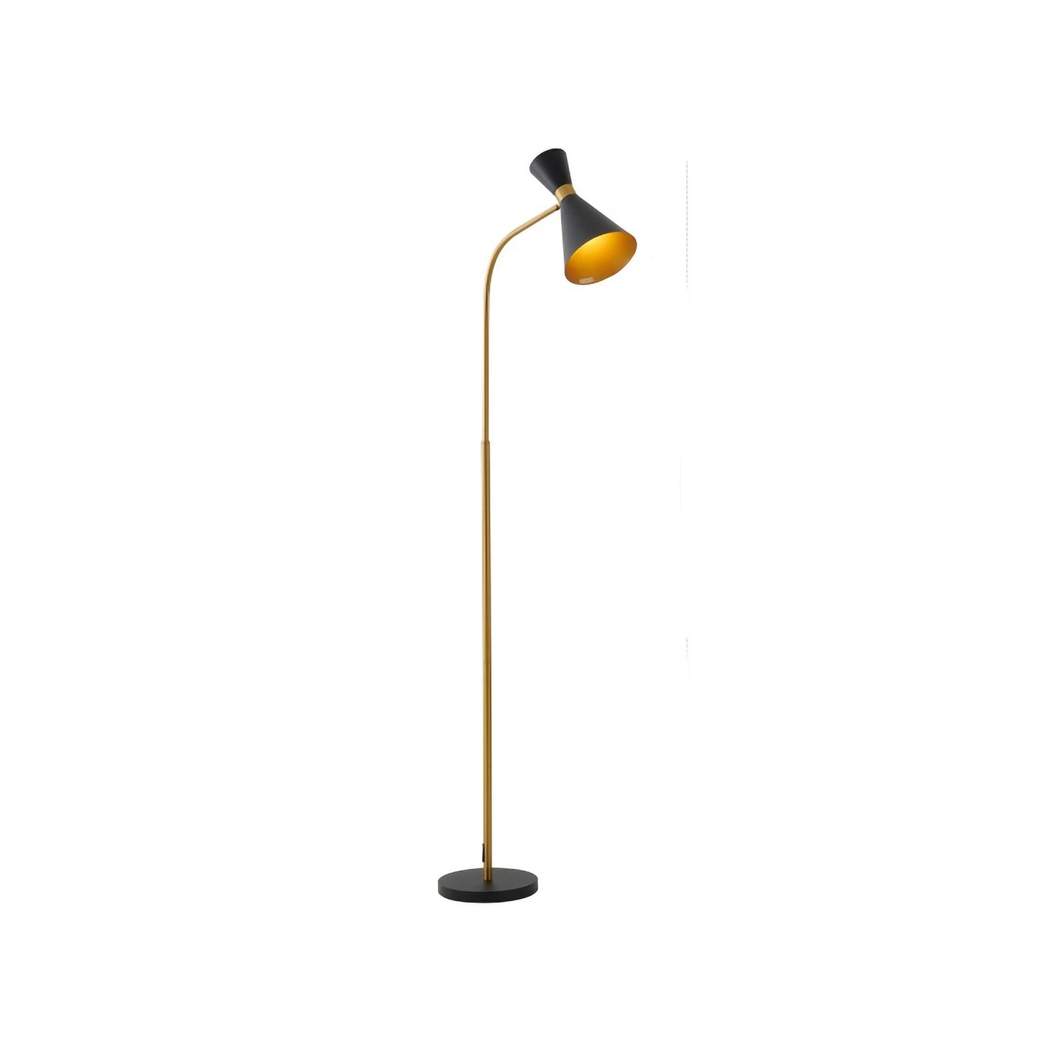 1-Light Black Floor Lamp With Gold Hardware by Bethel