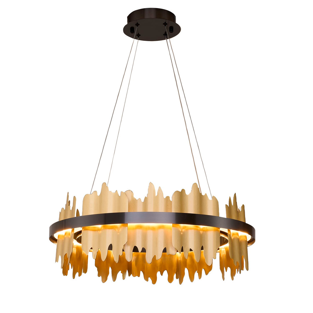 1-Light Black Stainless Steel Led Chandelier With Brass Copper by Bethel