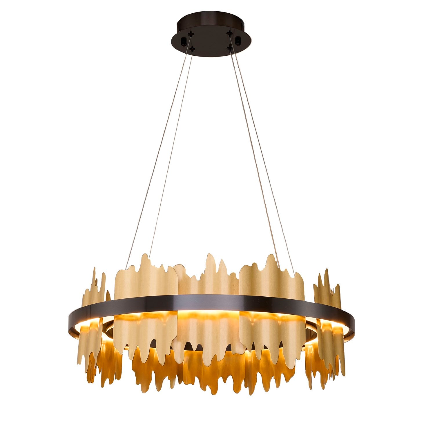 1-Light Black Stainless Steel Led Chandelier With Brass Copper by Bethel