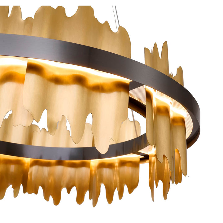 1-Light Black Stainless Steel Led Chandelier With Brass Copper
