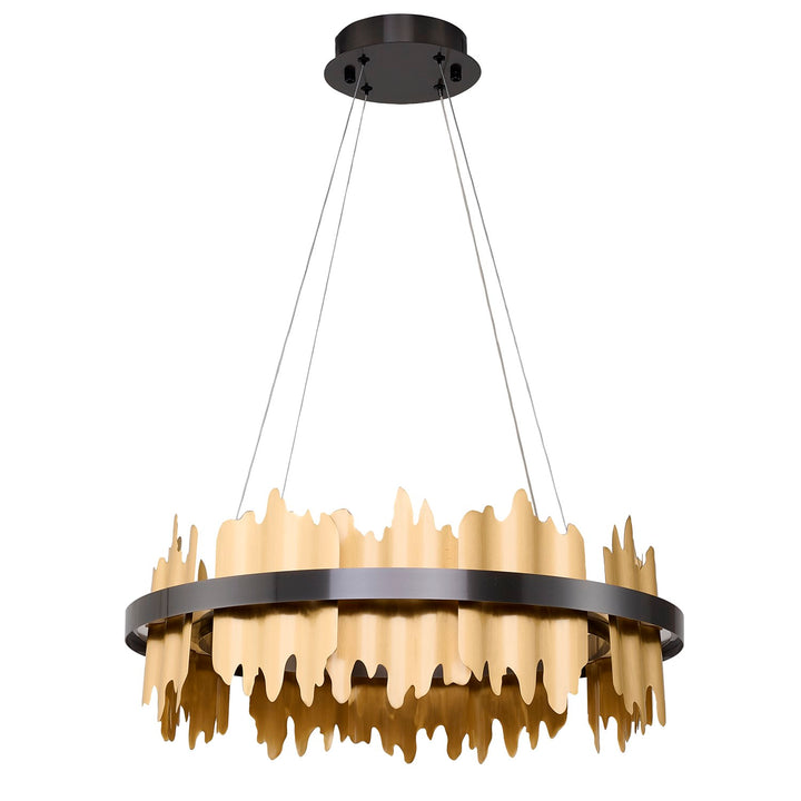 1-Light Black Stainless Steel Led Chandelier With Brass Copper