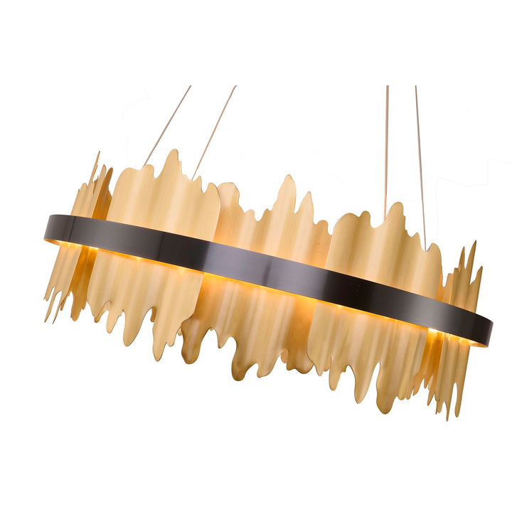 1-Light Black Stainless Steel Led Chandelier With Brass Copper