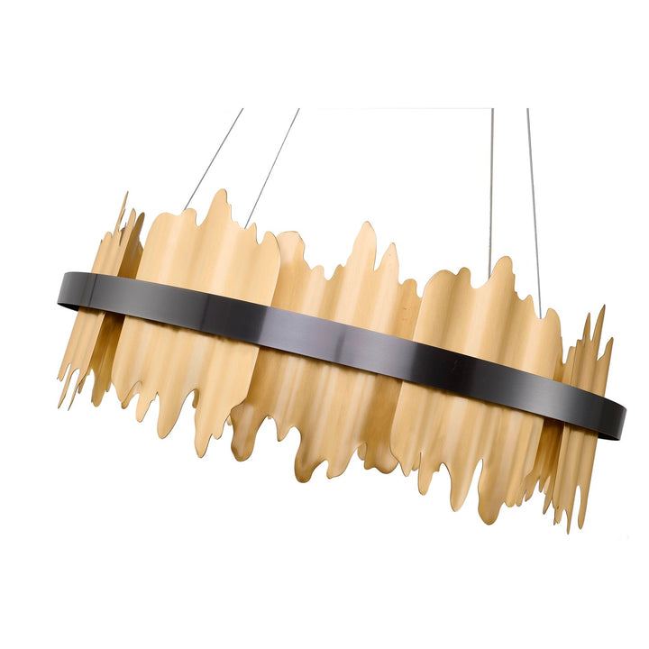 1-Light Black Stainless Steel Led Chandelier With Brass Copper