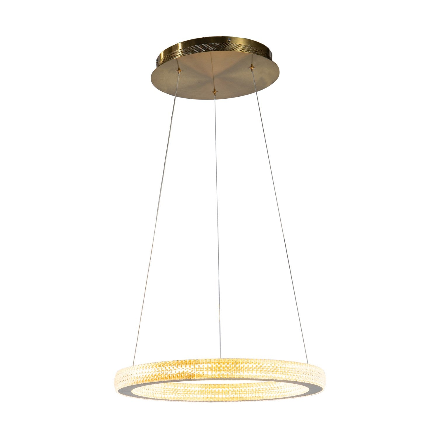 1-Light Sand Gold Led Chandelier With A Clear Acrylic Diffuser by Bethel