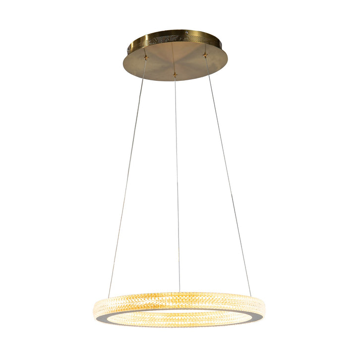 1-Light Sand Gold Led Chandelier With A Clear Acrylic Diffuser by Bethel
