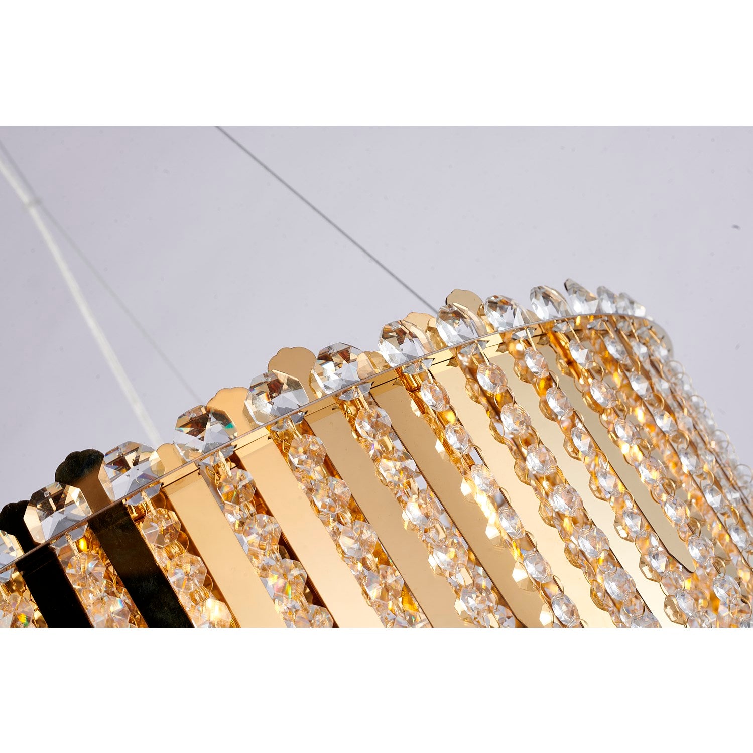 9-Light Gold Stainless Steel Chandelier With Clear Crystal Beads