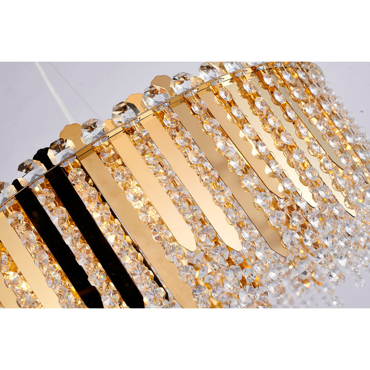 9-Light Gold Stainless Steel Chandelier With Clear Crystal Beads