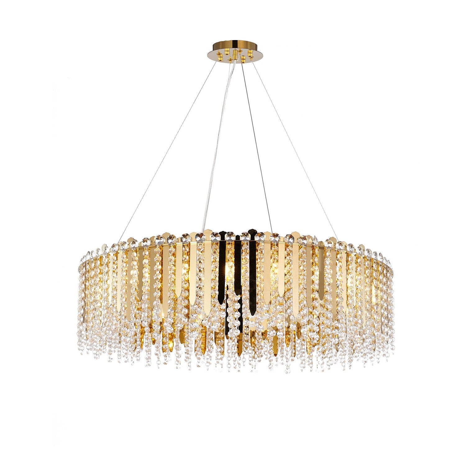 20-Light Gold Stainless Steel Chandelier With Clear Crystal Beads by Bethel