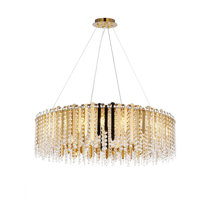 20-Light Gold Stainless Steel Chandelier With Clear Crystal Beads by Bethel