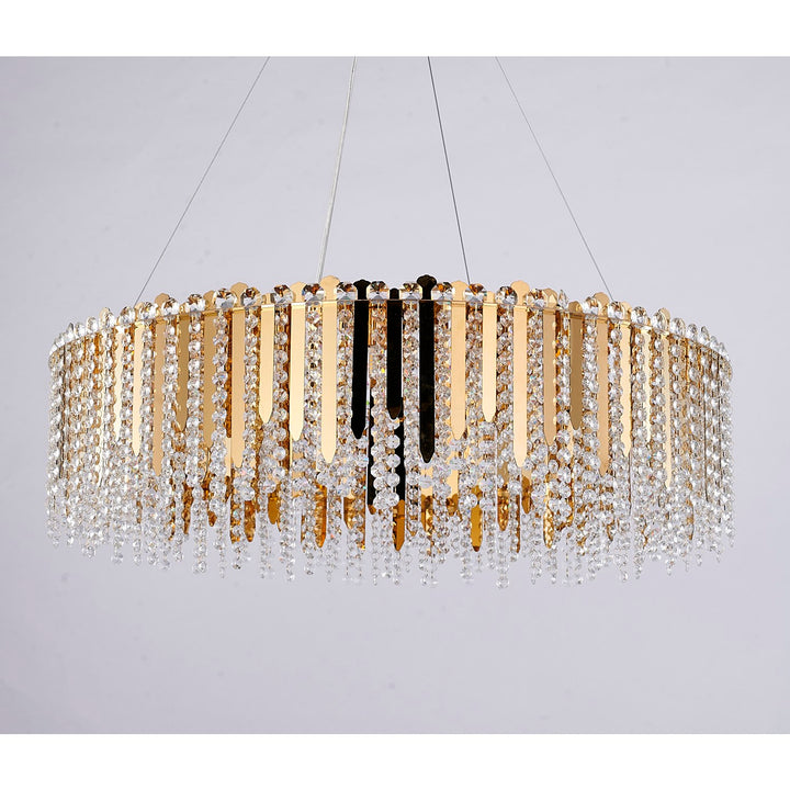 20-Light Gold Stainless Steel Chandelier With Clear Crystal Beads
