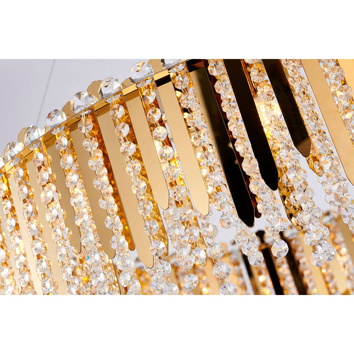 20-Light Gold Stainless Steel Chandelier With Clear Crystal Beads