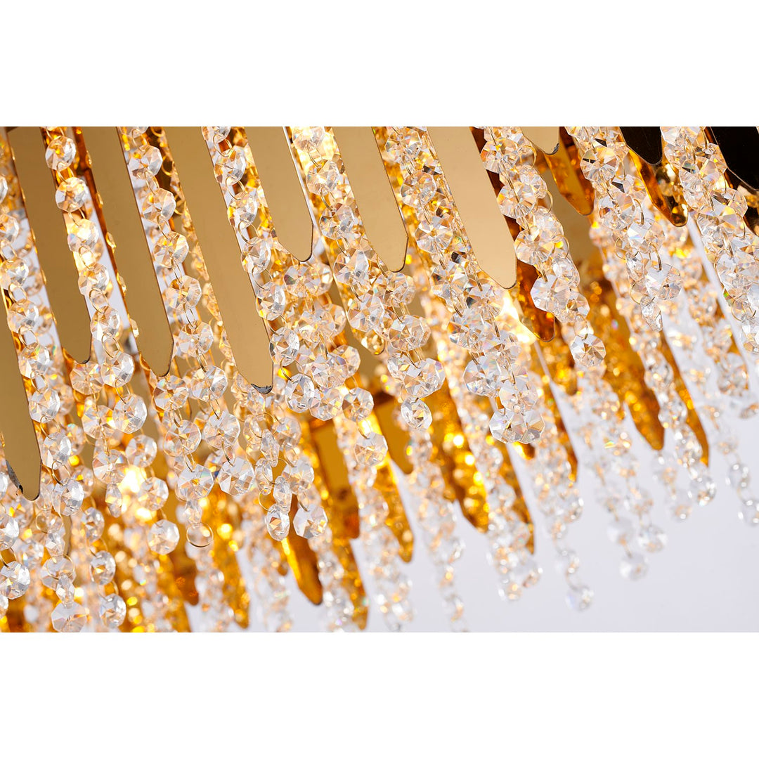 20-Light Gold Stainless Steel Chandelier With Clear Crystal Beads