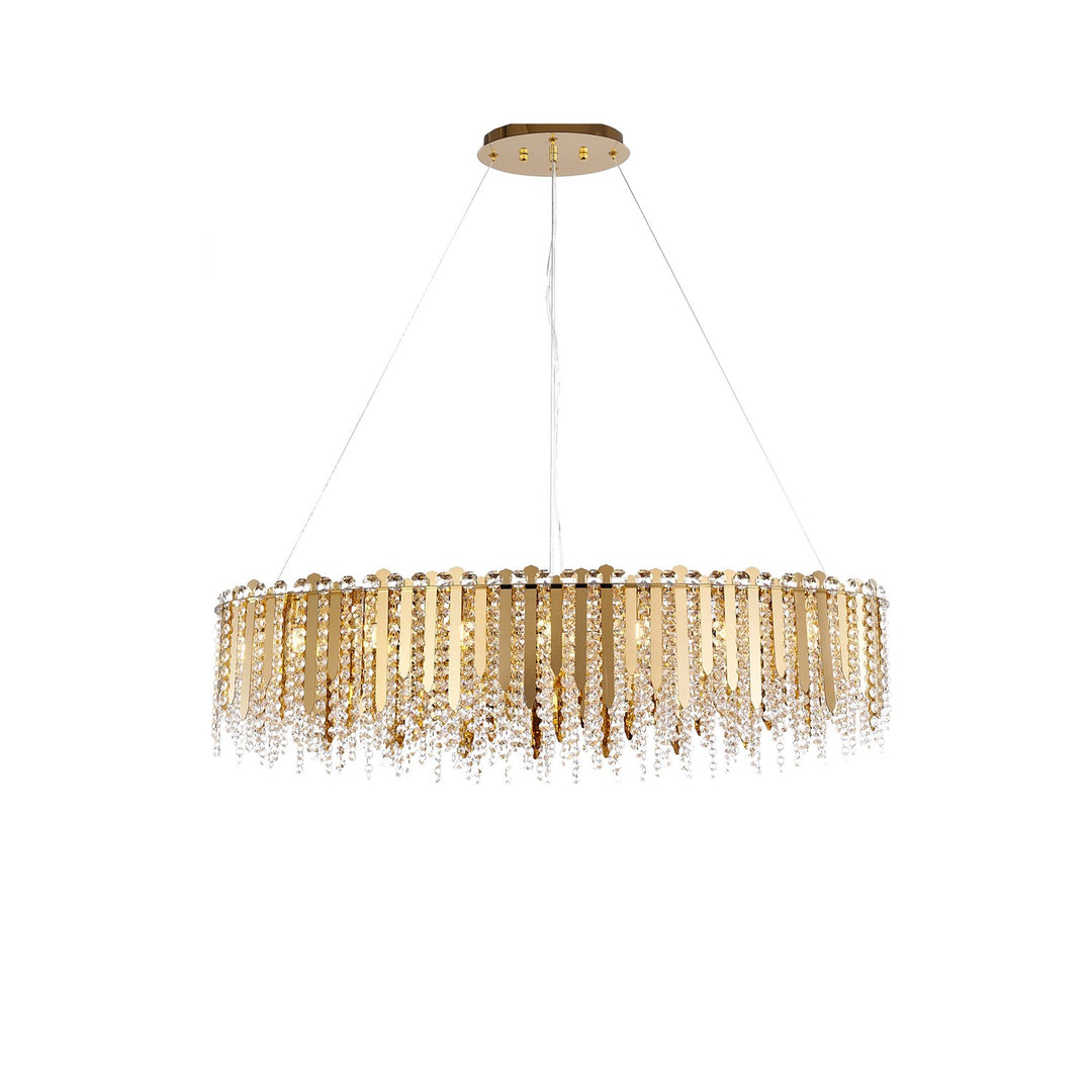 16-Light Gold Stainless Steel Chandelier With Clear Crystal Beads by Bethel