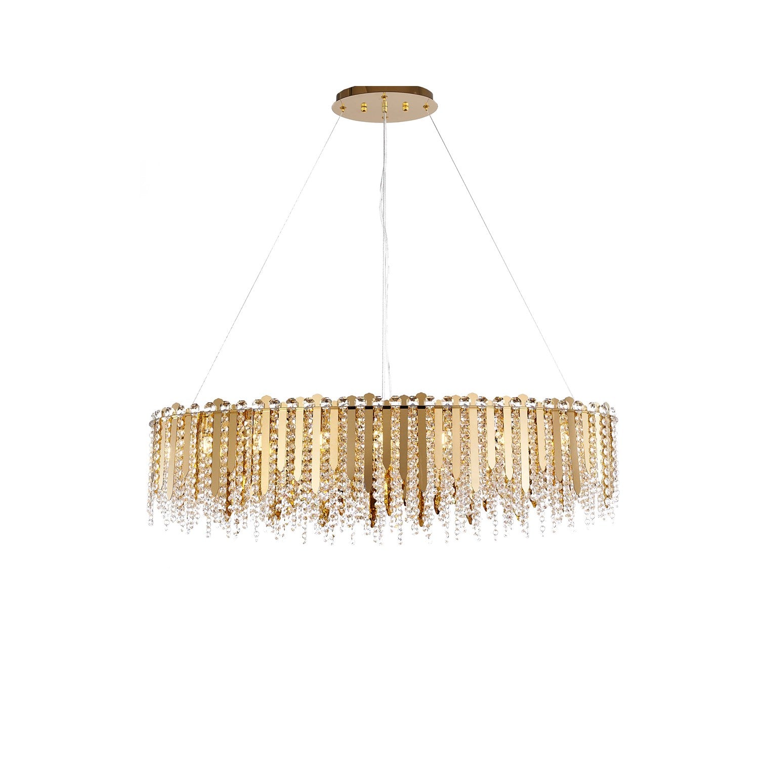 16-Light Gold Stainless Steel Chandelier With Clear Crystal Beads by Bethel