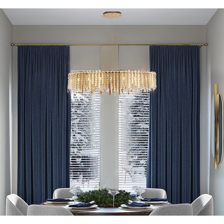 16-Light Gold Stainless Steel Chandelier With Clear Crystal Beads