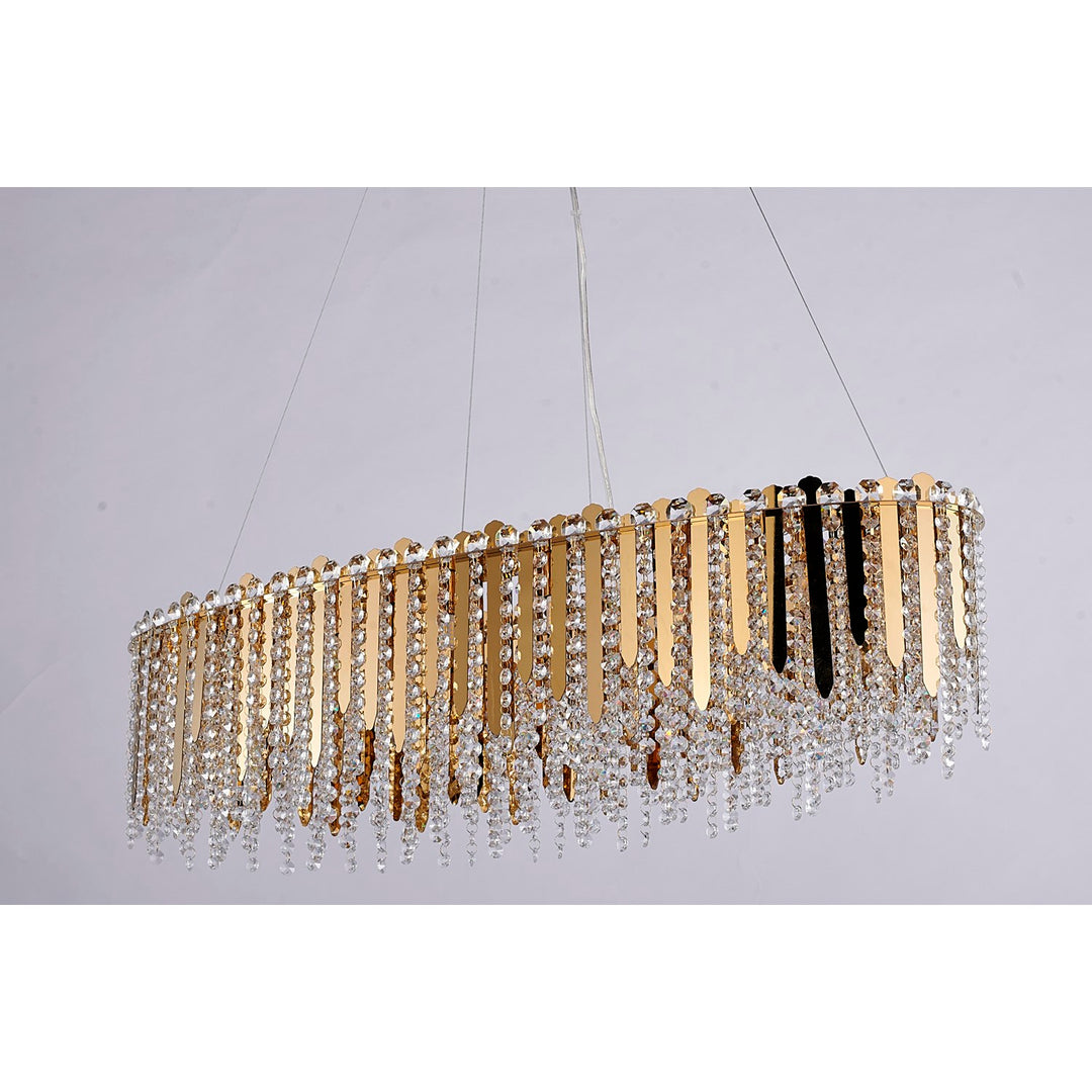 16-Light Gold Stainless Steel Chandelier With Clear Crystal Beads